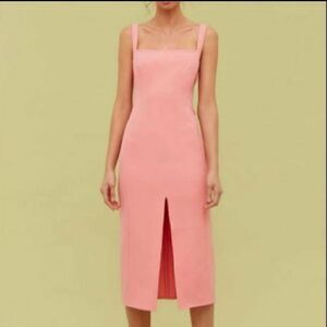 New C/MEO Consumed Split-Front Pink Midi Dress L 8